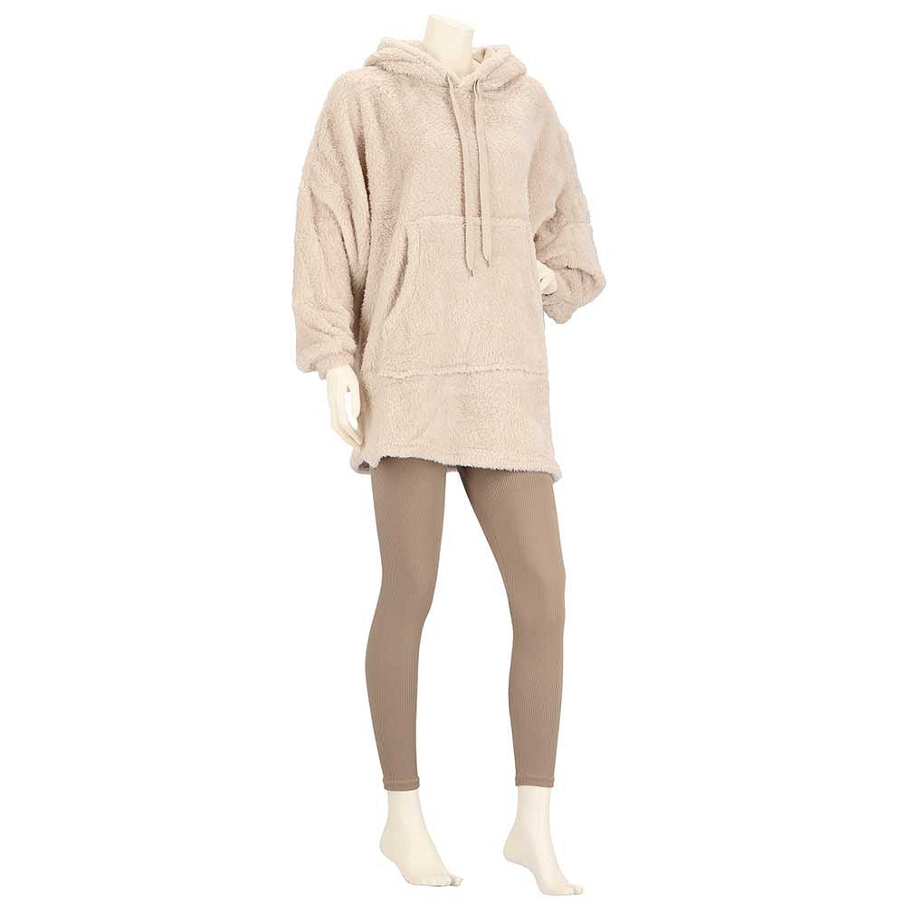 Oversized fleece hoodie beige