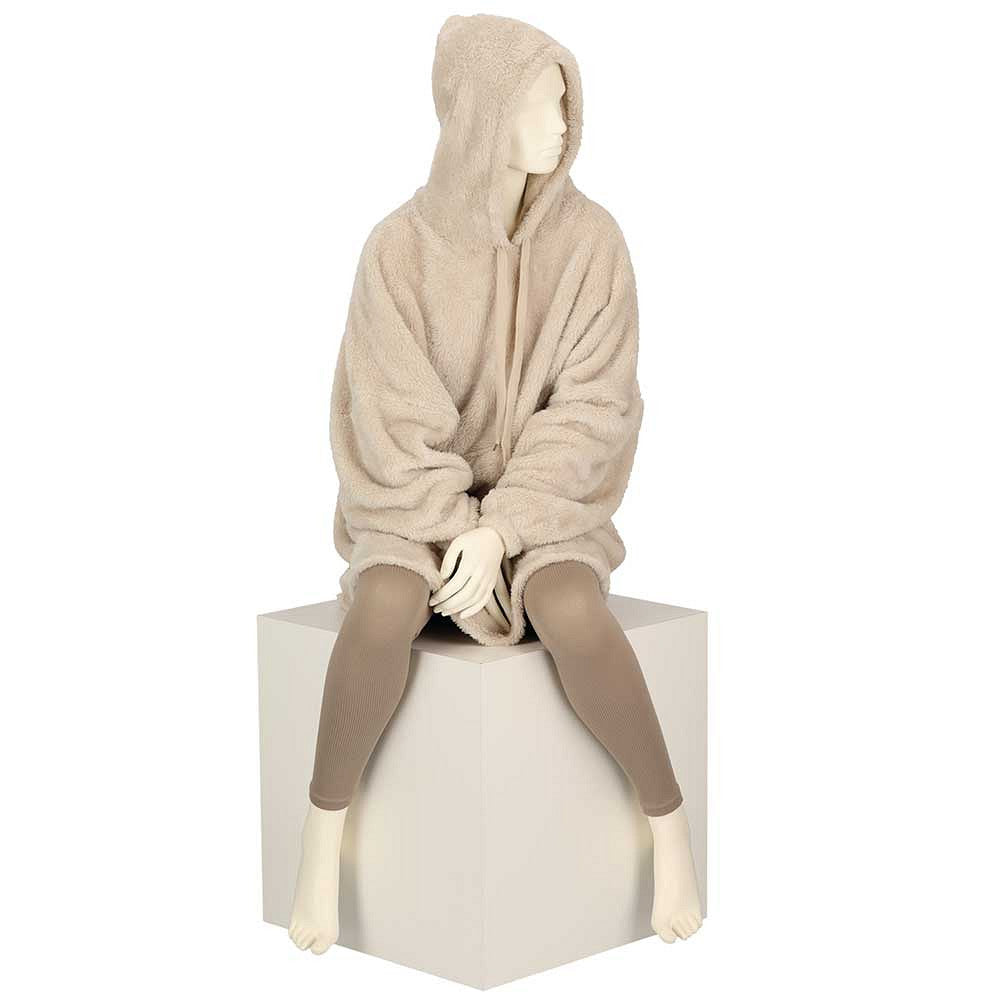Oversized fleece hoodie beige