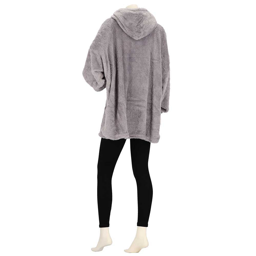 Oversized fleece hoodie donkergrijs