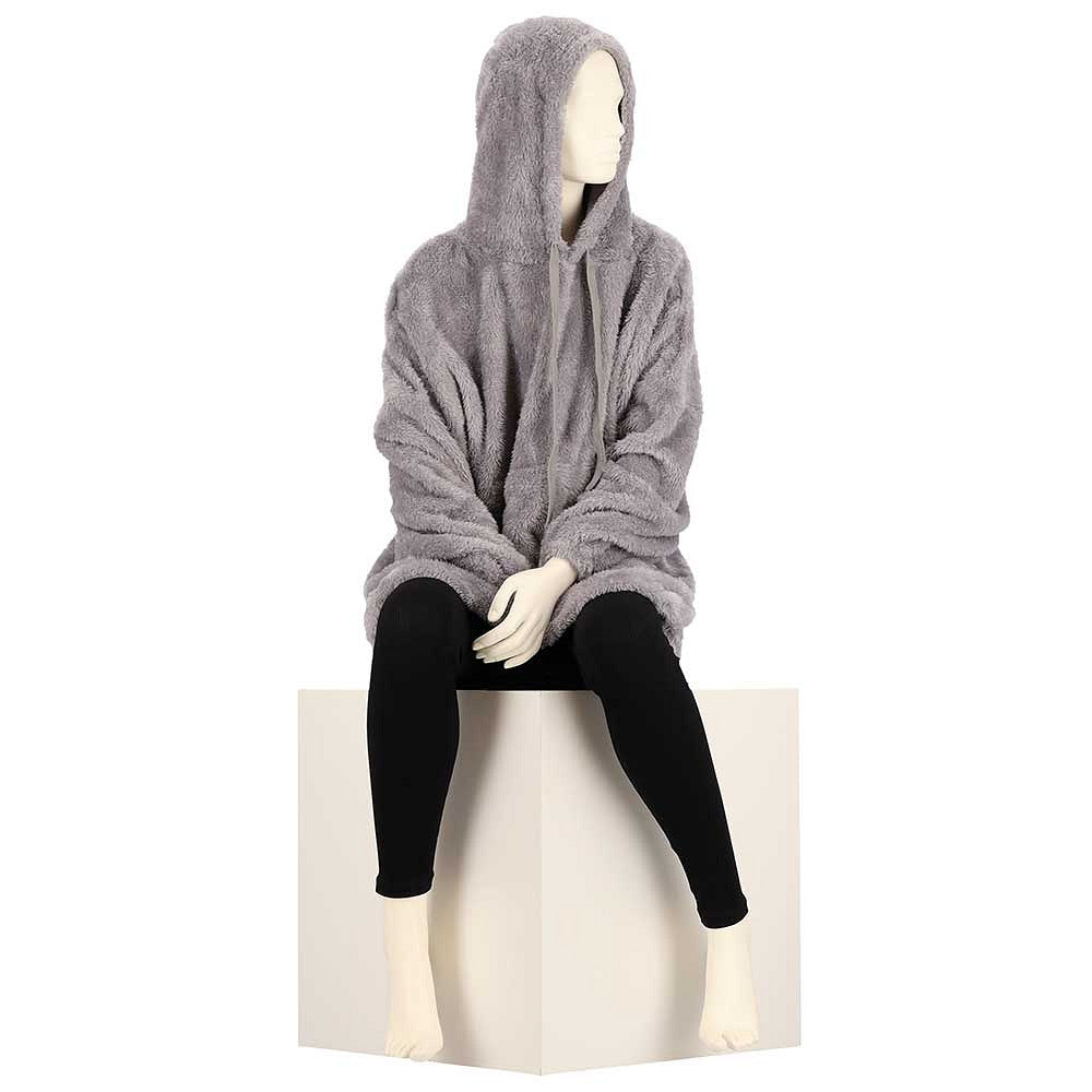 Oversized fleece hoodie donkergrijs