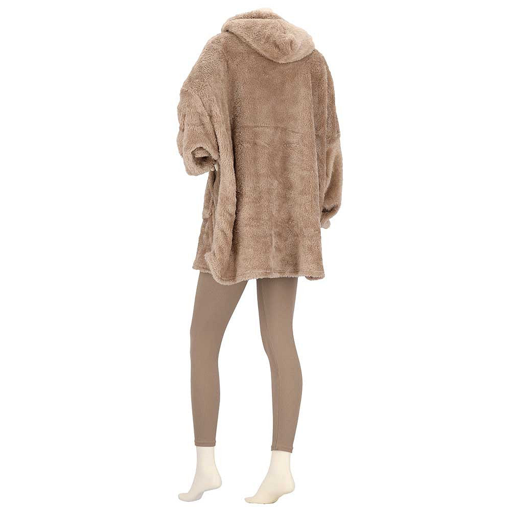 Oversized fleece hoodie khaki