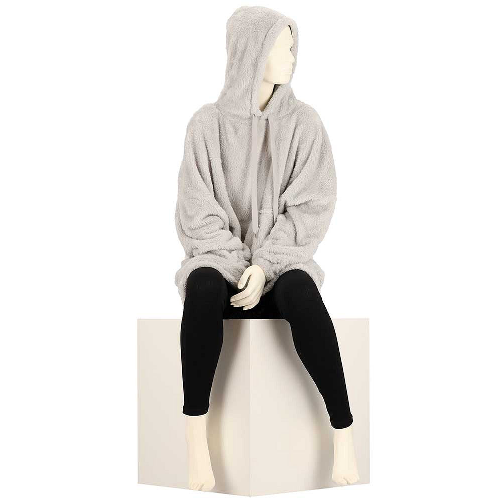 Oversized fleece hoodie lichtgrijs