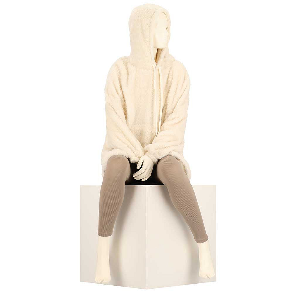 Oversized fleece hoodie naturel