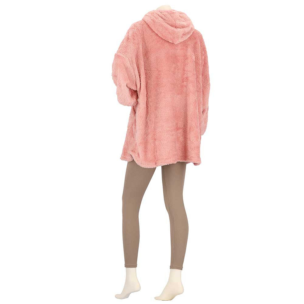 Oversized fleece hoodie roze