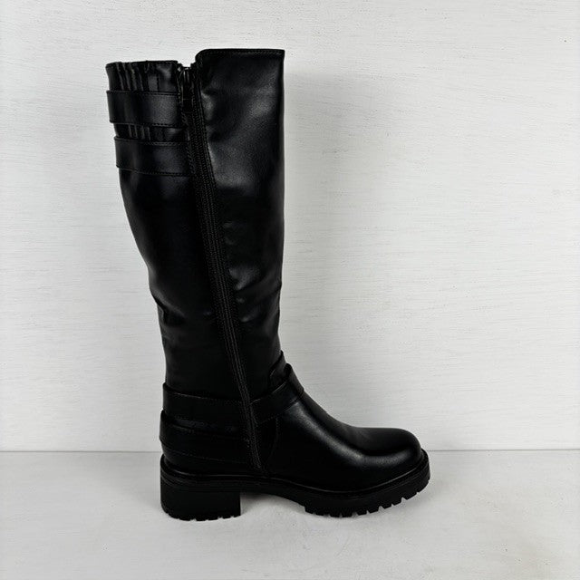 Hoge leatherlook boots met siergespjes zwart