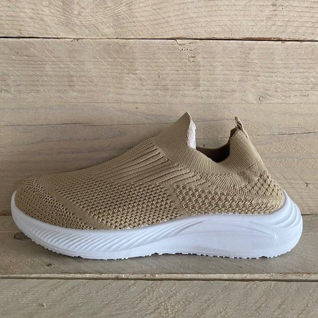 Sneakers khaki met ribbelmotief