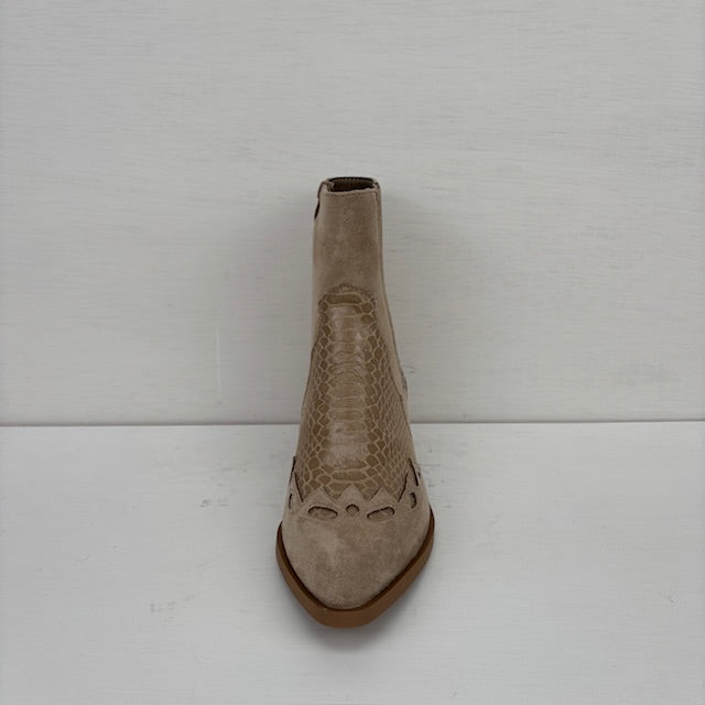 Laag cowboylaarsje met croco details khaki
