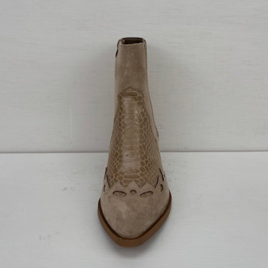 Laag cowboylaarsje met croco details khaki