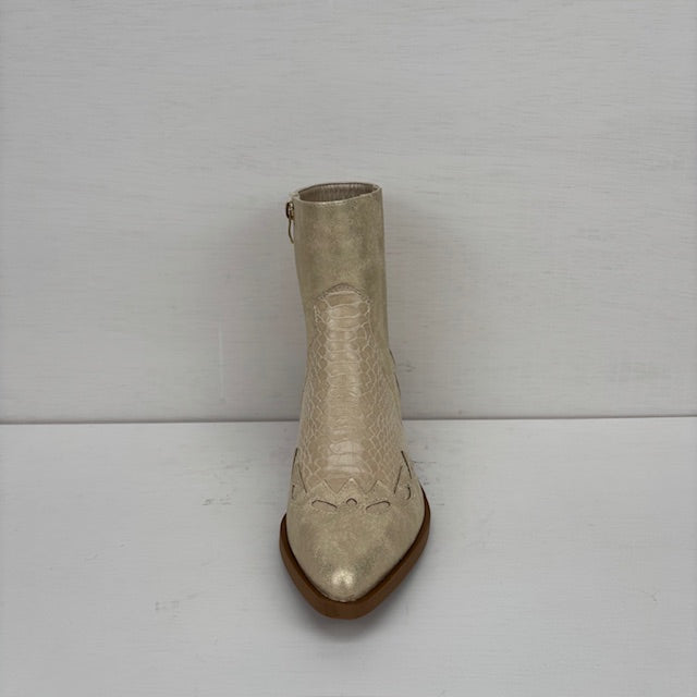 Laag cowboylaarsje met croco details licht goud