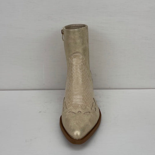 Laag cowboylaarsje met croco details licht goud