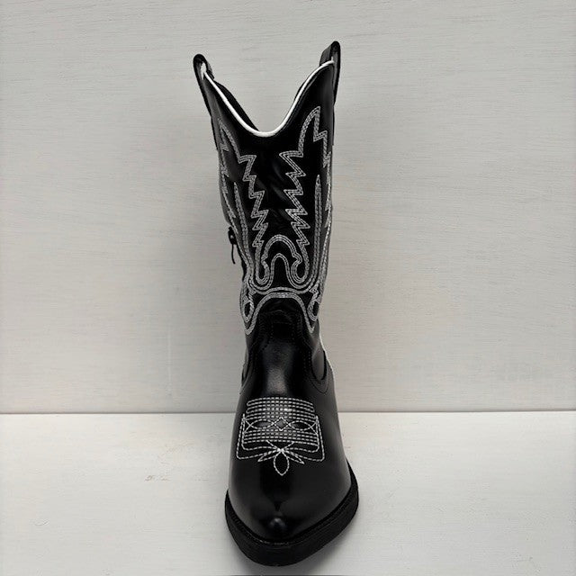 Gave leatherlook cowboylaarzen zwart
