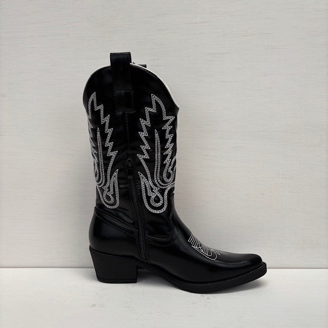 Gave leatherlook cowboylaarzen zwart