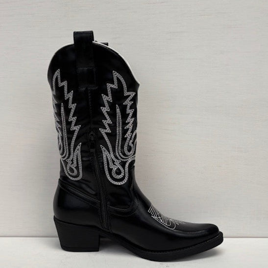 Gave leatherlook cowboylaarzen zwart