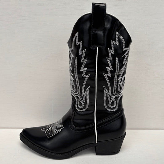 Gave leatherlook cowboylaarzen zwart