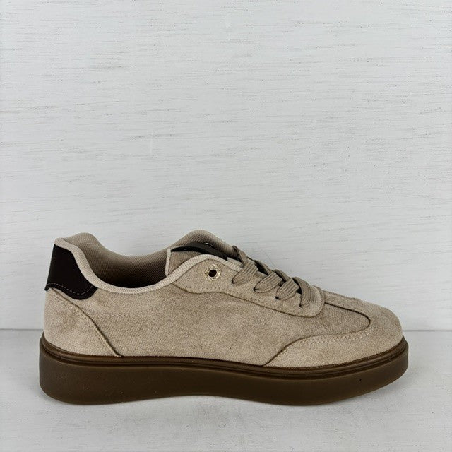 Geweldige retro sneakers met strepen khaki