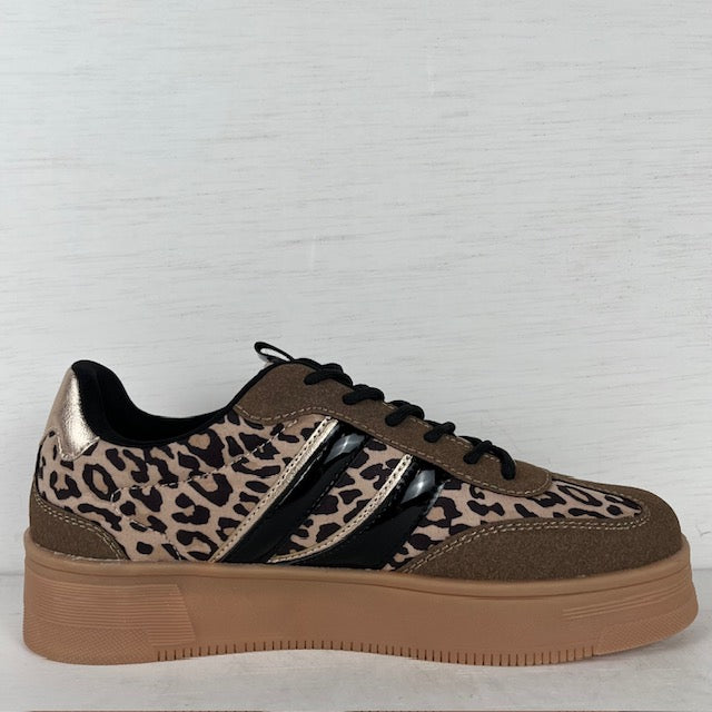 Posh by Poelman retro sneakers brown with combination