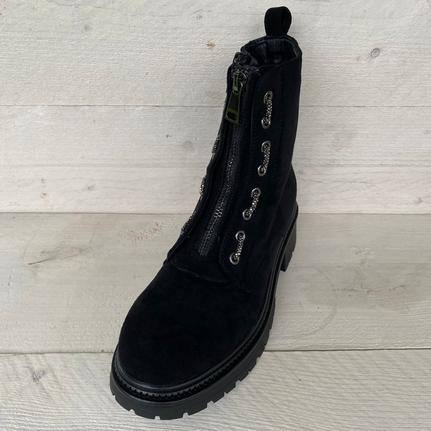 Glitter zip boots zwart