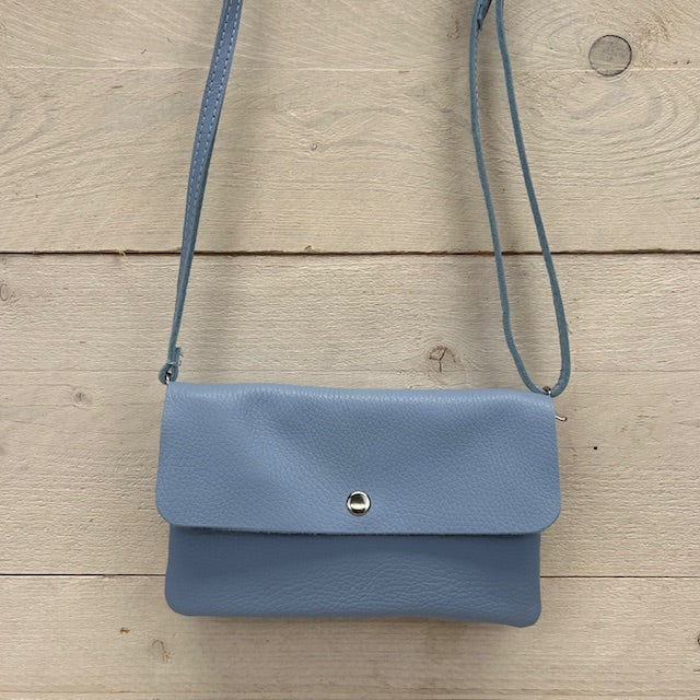 Real leather schoudertasje blauw