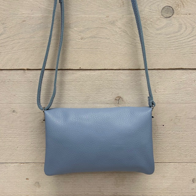 Real leather schoudertasje blauw