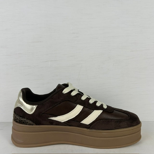 Posh by Poelman retro sneakers donkerbruin