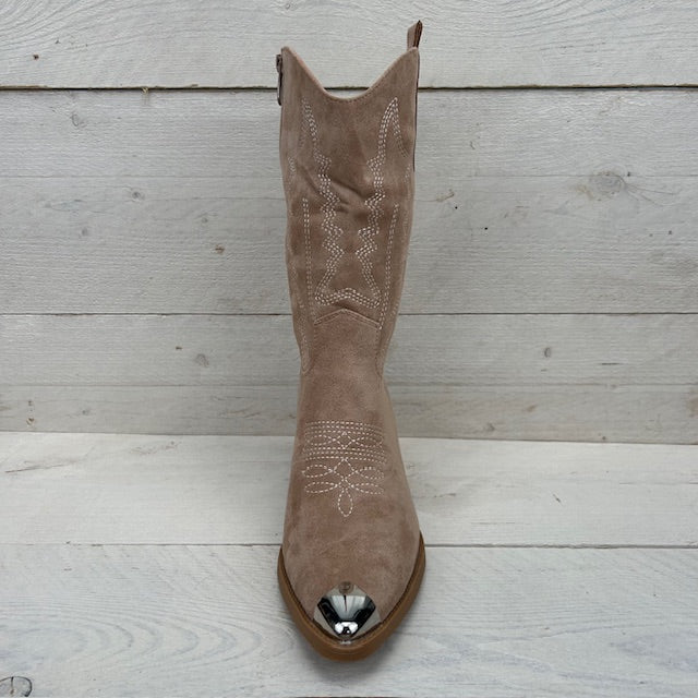 Suèdine cowboylaarzen met metallic detail khaki