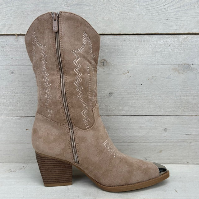 Suèdine cowboylaarzen met metallic detail khaki