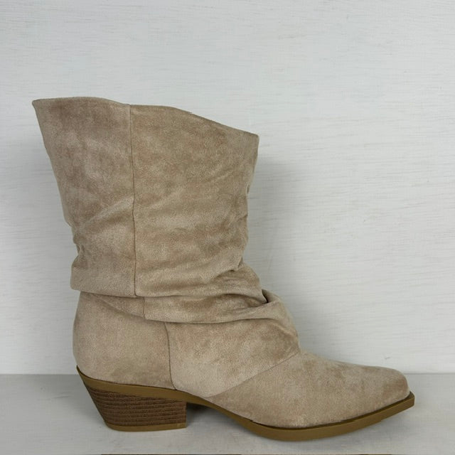 Slouchy cowboylaarzen met trendy design beige