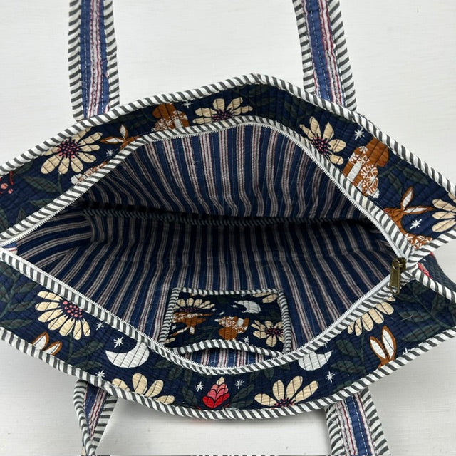 Zomerse shopper bloem navy