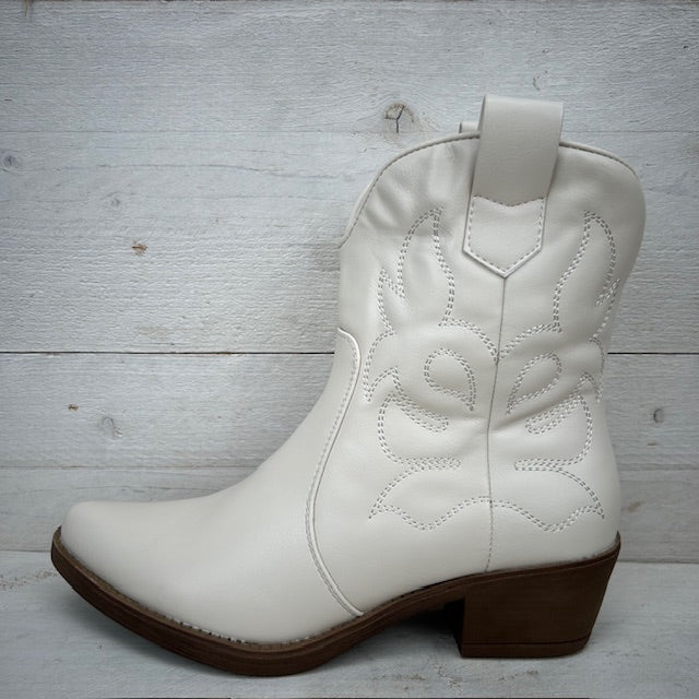 Leatherlook cowboylaarsje beige