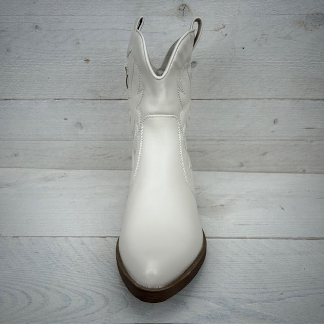 Leatherlook cowboylaarsje beige