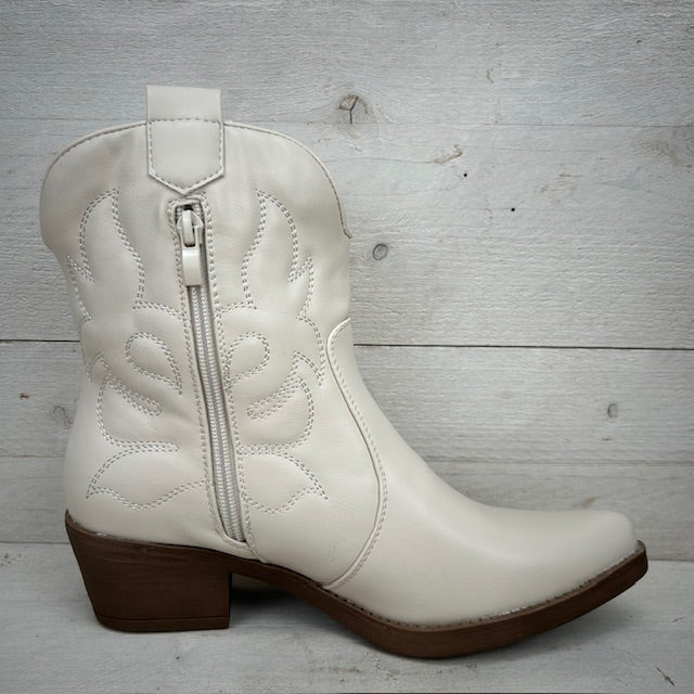Leatherlook cowboylaarsje beige