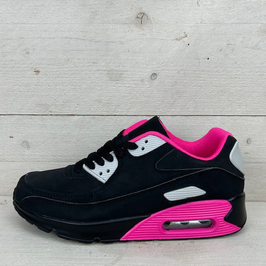Air sneakers zwart grijs fuchsia