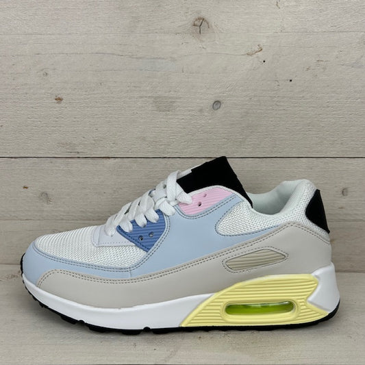 Air sneakers wit geel blauw