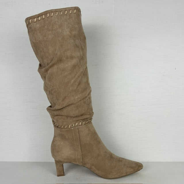 Elegante suèdine laarzen met stiksel khaki