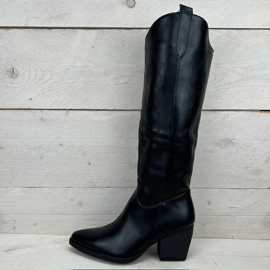 Hoge cowboylaars met fraaie afwerking zwart