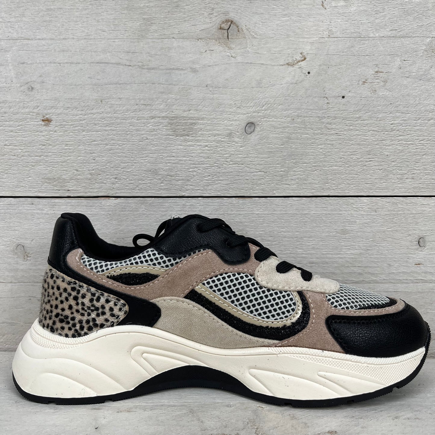 Posh by Poelman sneakers black with beige combination