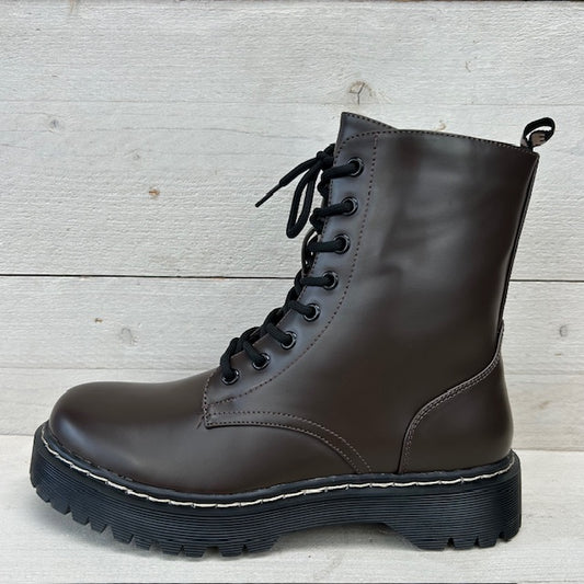 Veterboots met stoere zool bruin