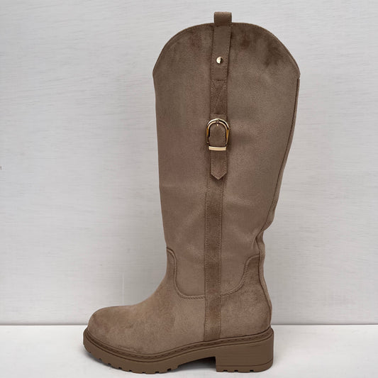 Hoge suedine boots  met siergesp