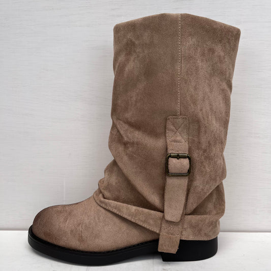 Stoere boots met flap khaki