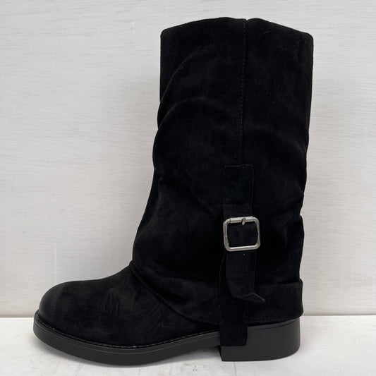 Stoere boots met flap zwart