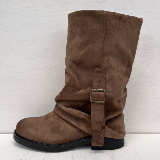 Stoere boots met flap bruin