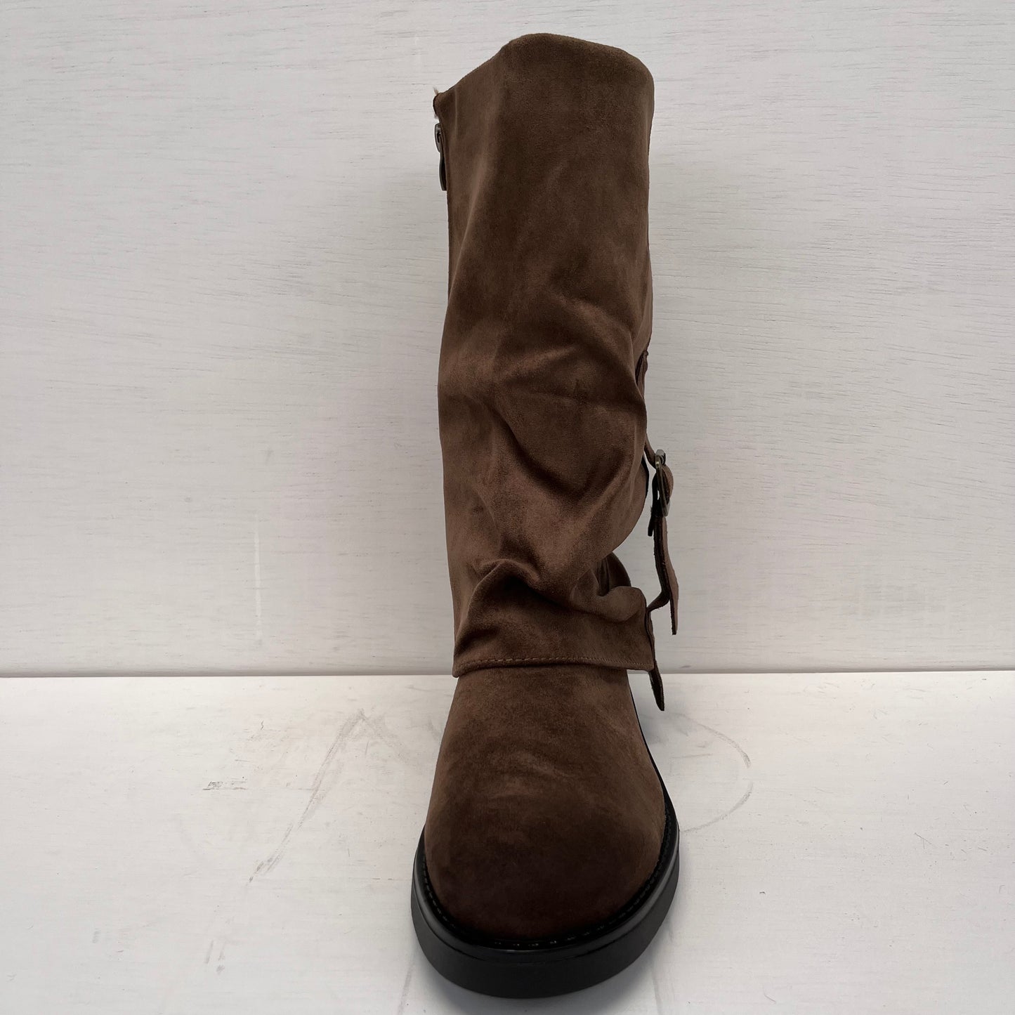 Stoere boots met flap bruin