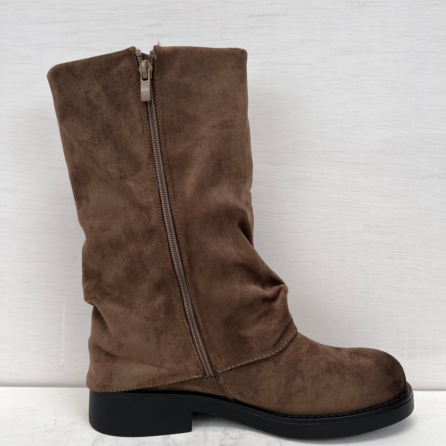 Stoere boots met flap bruin