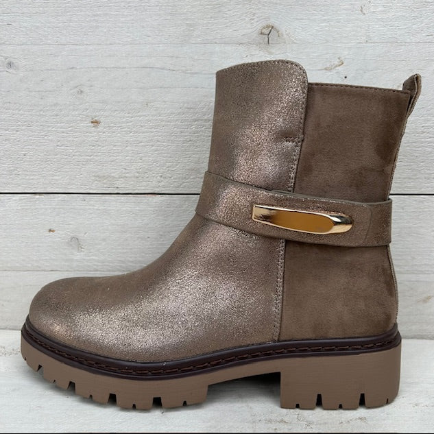 Stoere boots met metallic detail goud
