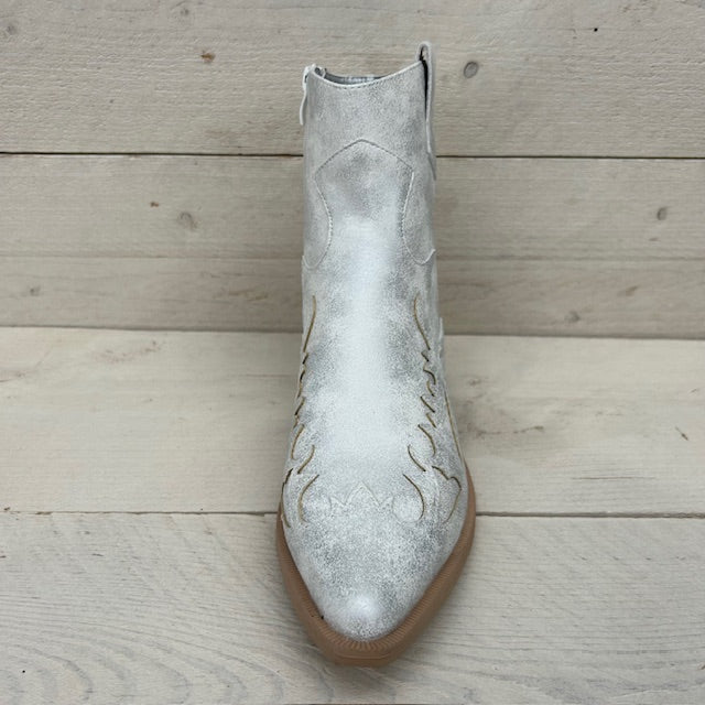 Leuk cowboylaarsje met lage hak licht zilver