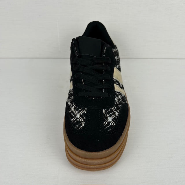 Retro sneakers met gave afwerking zwart
