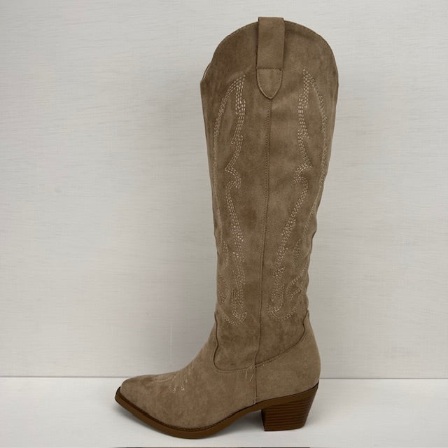 Hoge suèdine cowboylaarzen khaki