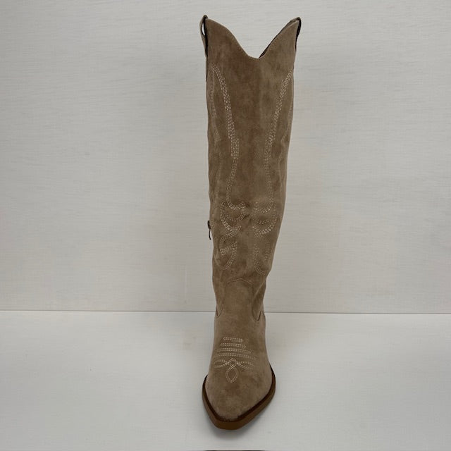 Hoge suèdine cowboylaarzen khaki