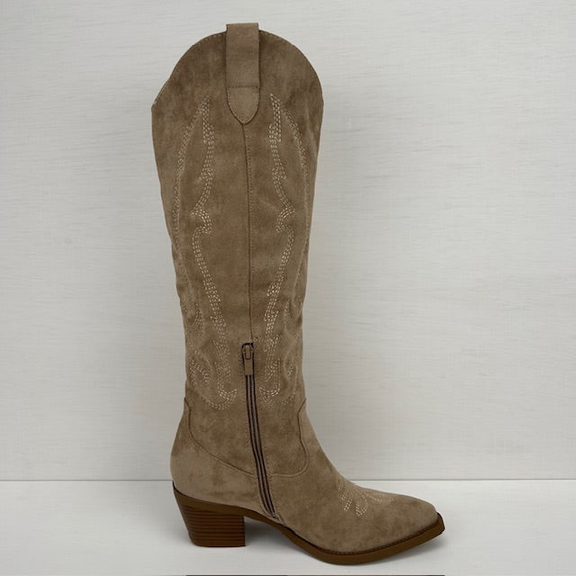 Hoge suèdine cowboylaarzen khaki
