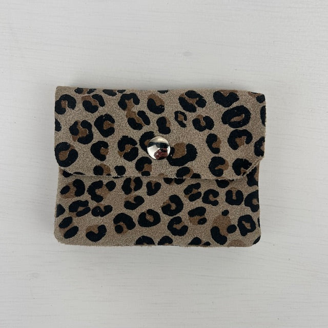Real leather panter portemonneetje beige